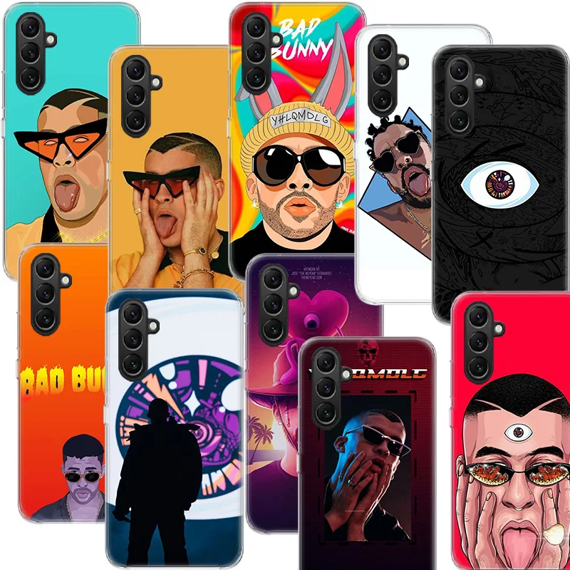 B-Bad B-Bunny Phone Case Samsung A05S A15 A25 A35 A55 A04S A14 A24 A34 A54 Galaxy Note 20 Ultra 10 Lite 9 8 A6 A7 A8 A9 Plus Cap