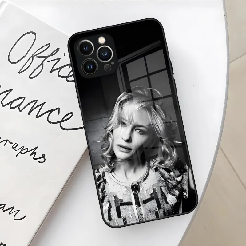 Movie Actor Cate Blanchett Phone Case For Iphone 14 13 12 11 Pro Max Mini X Xr Xs 8 7 Puls 6 Toughened Glass