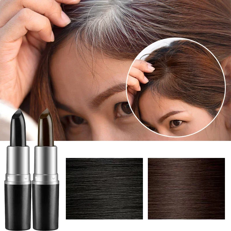 One-Time Hair Dye Pen Instant Gray Root Coverage Hair's Color Cream Stick Black Brown Fast Temporary Cover Up White Hair Pen 1pc