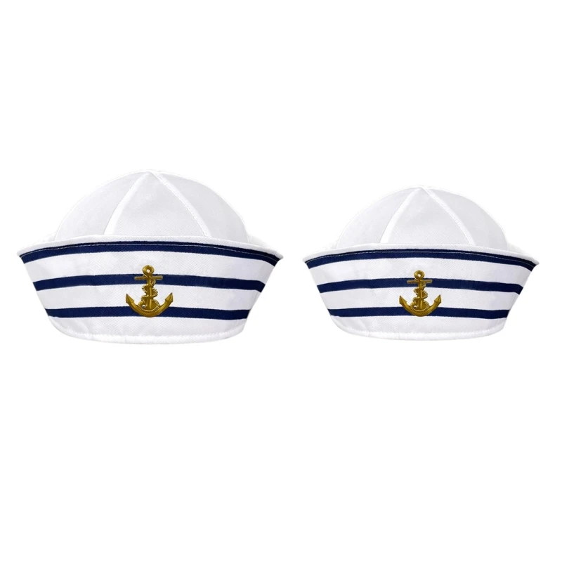 

652F Sailors Ship Boat Captain White Seafaring Hat Adult Navy Marine Hat Anchor Ocean Boat Navigation Party Cosplay Outfit