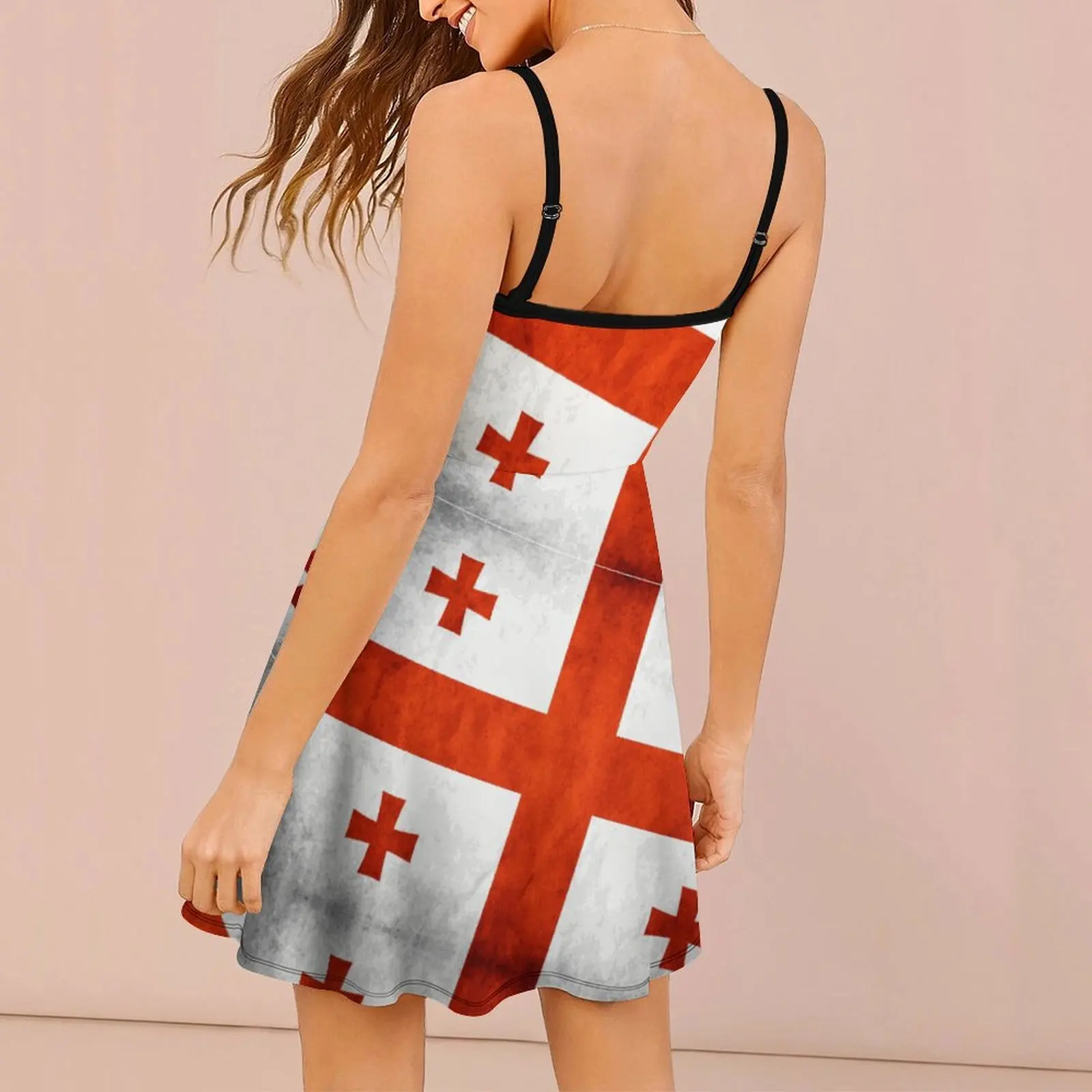 Georgia  Georgian Flag  National Flag of Georgia  Five Cross Flag Women's Sling Dress Novelty Sexy  Woman's Dress Funny Vintage