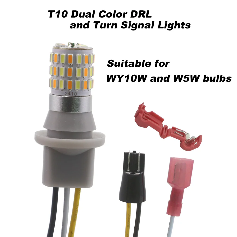Lâmpada LED T10 W5W Switchback para Yamaha Nmax Aerox 155, Upgrade de Sinalizador de Direção, Luz de Sinalização DRL de Duas Cores Branco e Âmbar para Motocicleta