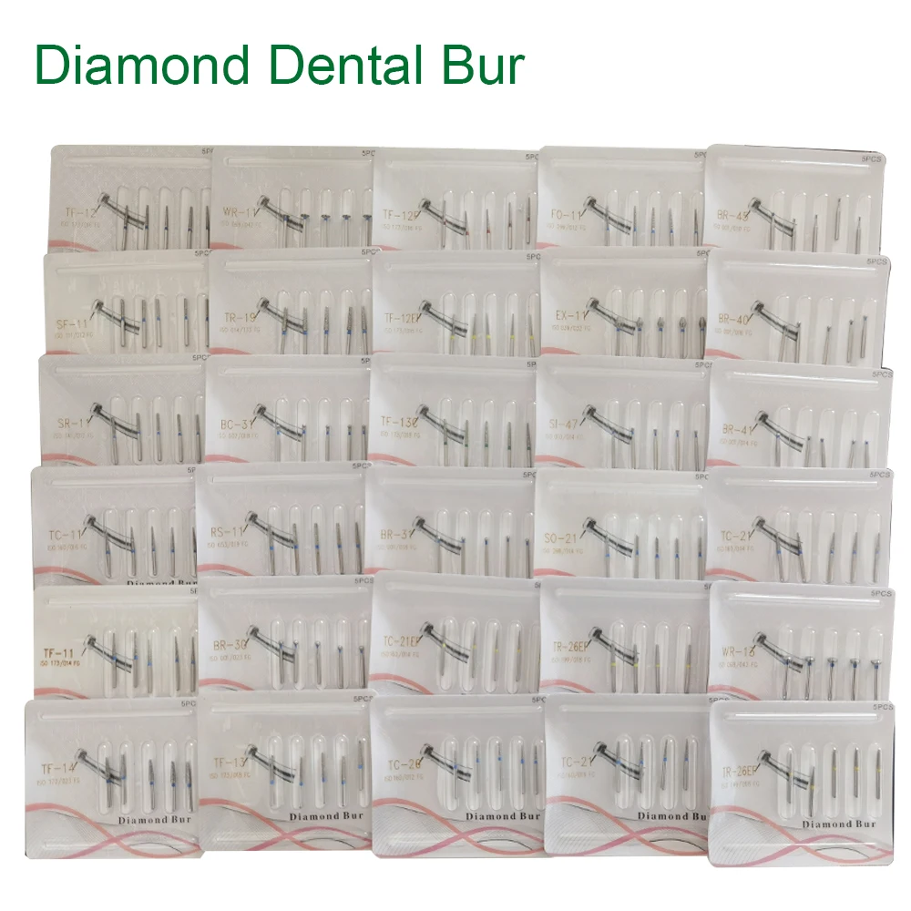 5pcs/pack Dental Diamond Burs Dental Drills For High Speed Handpiece FG Dia 1.6MM Dental Lab Technican Dentistry Material Supply