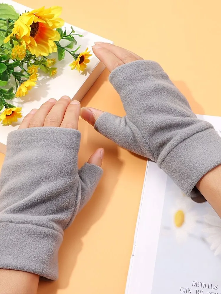 Gants demi-doigts coupe-vent sans doigts, mitaines chaudes, sourire, course à pied, fitness, conduite