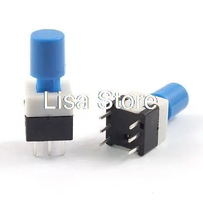 PCB押しボタン触覚スイッチロック,青いキャップ,6ピンディップ,8x8x14mm