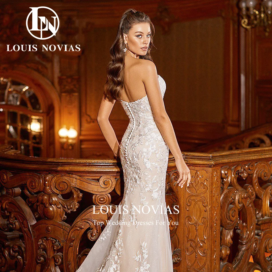 LOUIS NOVIAS Mermaid Sleeveless Wedding Dresses For Women 2023 New Sweetheart Embroidery Button Wedding Gown Vestidos De Novia