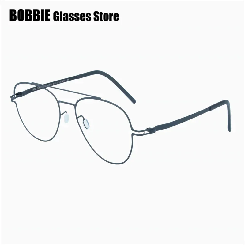 No Fade Germany Brand Designer Pilot Style Screwless Ultra Light Square Glasses Frame Men Eyeglasses Eyewear Fashion Double Beam