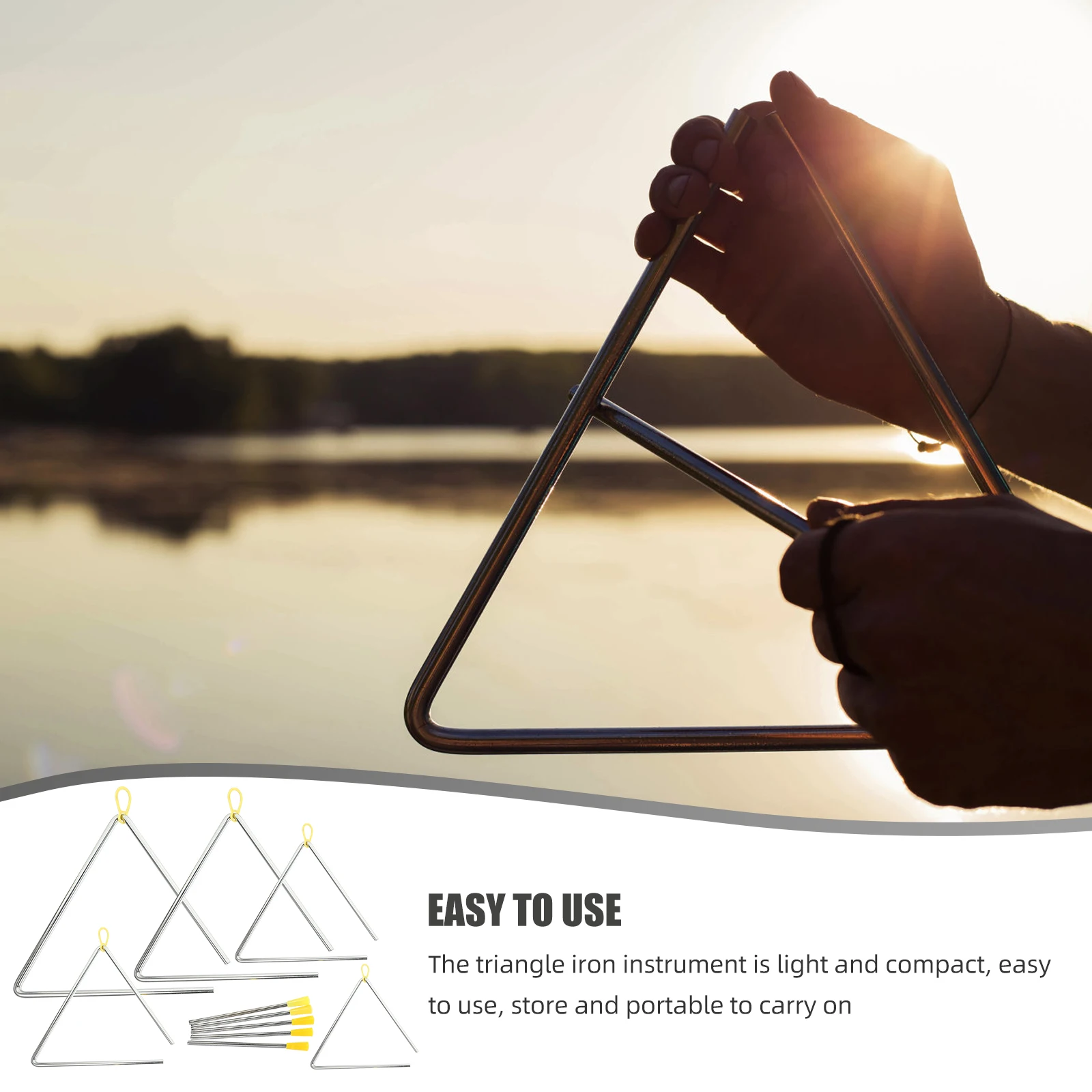 5 ensembles d'instruments de Percussion, Instruments triangulaires musicaux pour main
