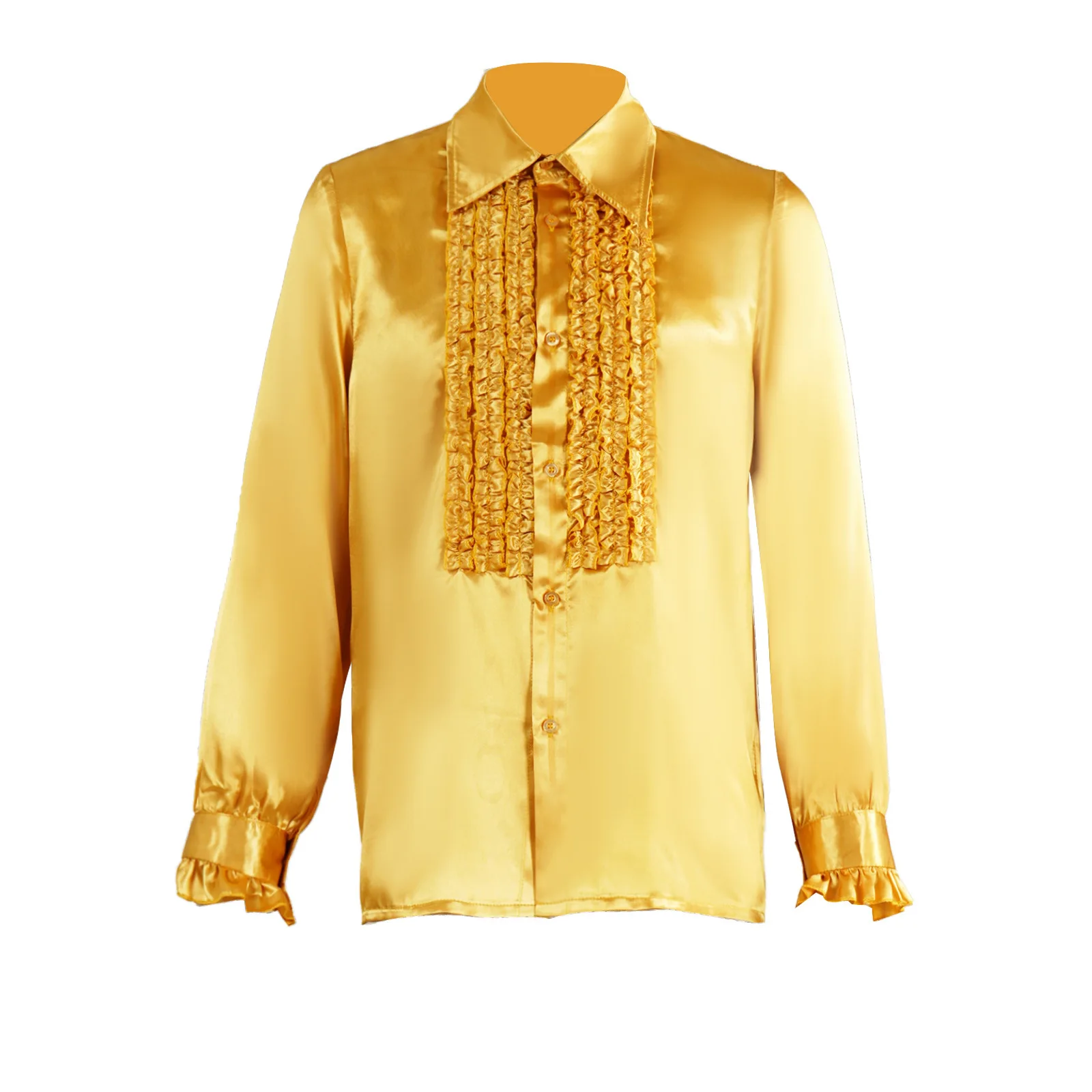 Chemise d'Halloween pour hommes, chemise de carnaval, manches longues, Costume de bal à volants, Costume de palais