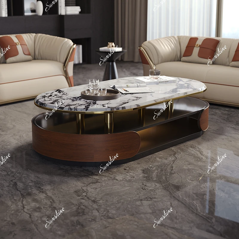Italian light luxury high-end apartment size living room oval coffee table