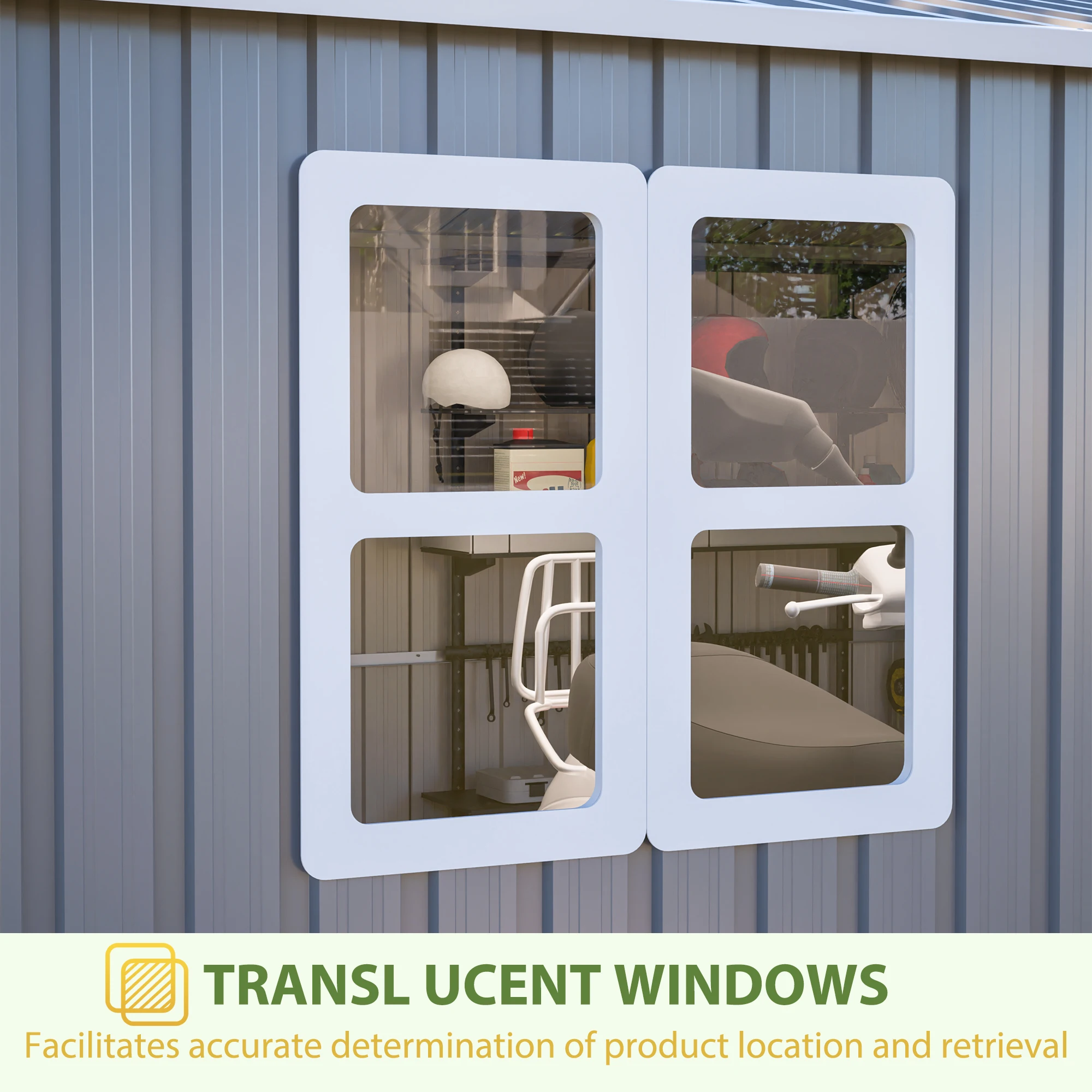 سقيفة تخزين خارجية معدنية رمادية مقاس 12 × 10 قدم، أداة حديقة فولاذية مقاومة للماء قابلة للقفل ومعدات بناء للفناء الخلفي #3