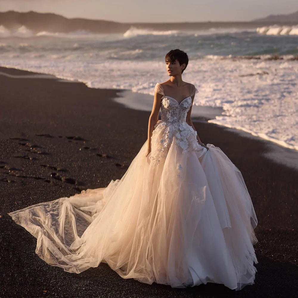 

Msikoods Luxury Wedding Dresses 2025 Customized 3D Flower Princess Ball Gown Lace Appliques Bridal Gown Long Brides Dresses