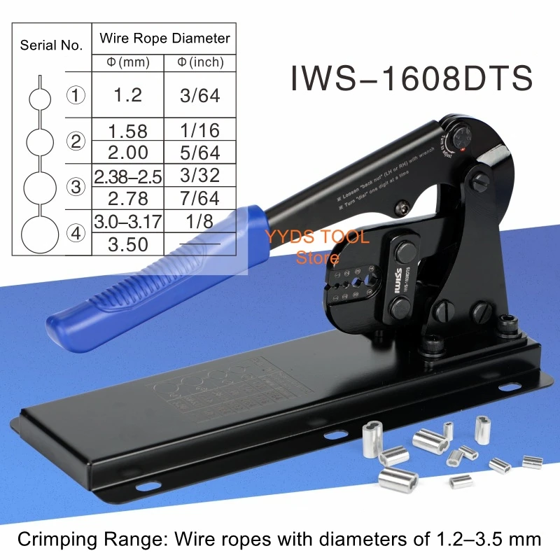 

8-Shaped Aluminum Sleeve Crimp Tool Bench-Top Wire Rope Crimping Pliers Circular Aluminum Sleeve for 1-5mm Aluminum Clips