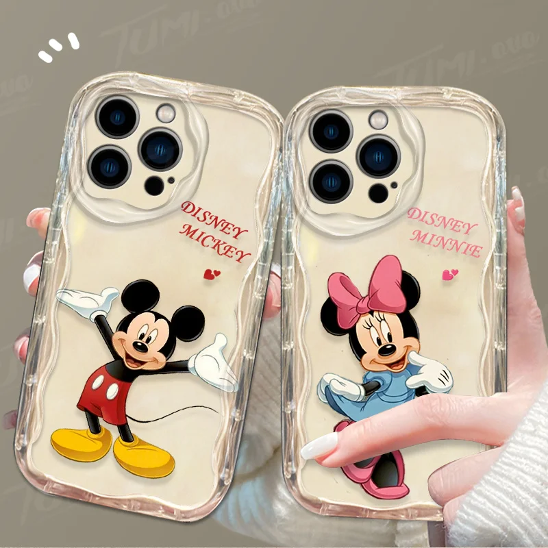 Disney Mickey Mouse Minnie Wave Phone Case For iPhone 15 14 13 12 11 Pro Max X XR XS 8 7 6 6S Plus SE 2020 Clear Silicone Cover