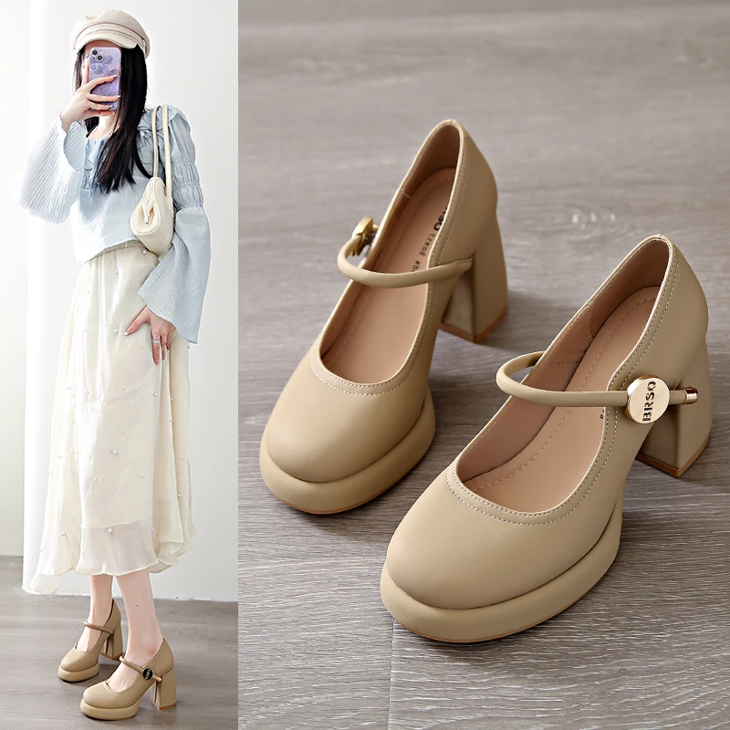 2025 Spring New Women Mary Jane Shoes Fashion Korean Style Soft Anti-slippery Versatile Chic Lady Elegant Dress Leather Shoes