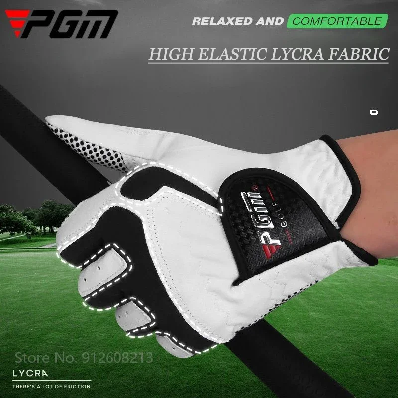 PGM 1 Pcs Men Left Handed Golf Gloves Male Breathable Golf Sports Mitten High Elastic Gloves Non Slip Mittens Palm Protection