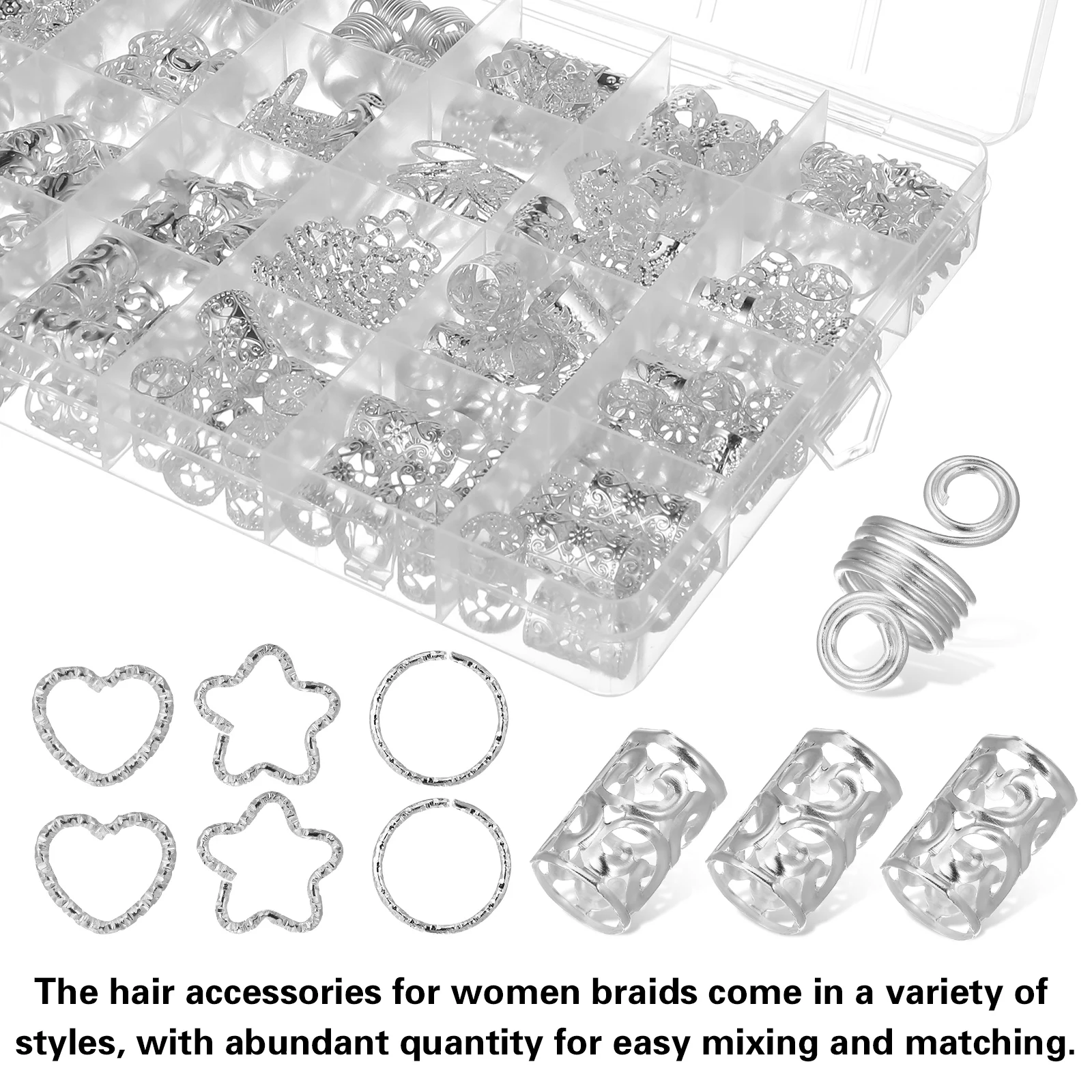 

Braid Hair Accessories Hippie Decorations Jewelry Jewels Silver Beads for Braids