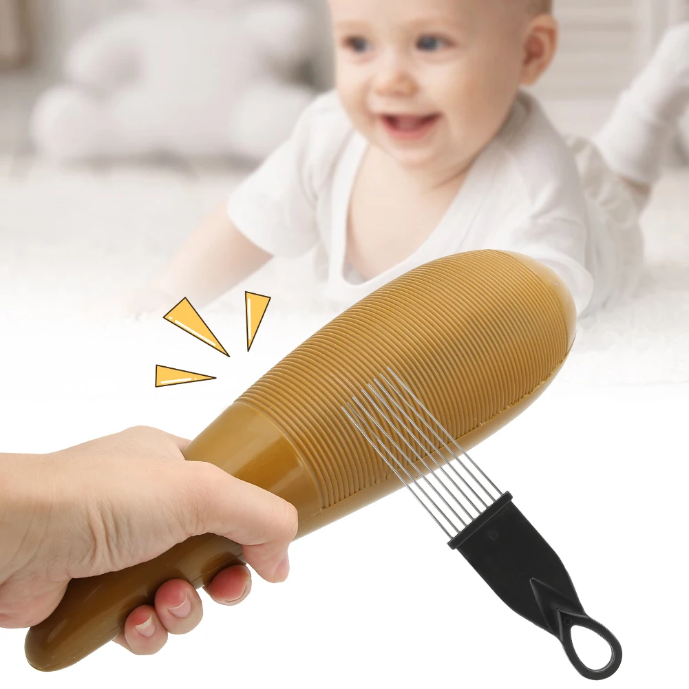 Guiro de plástico con raspador, instrumento de percusión Orff de mano, instrumento Musical de enseñanza de música para niños