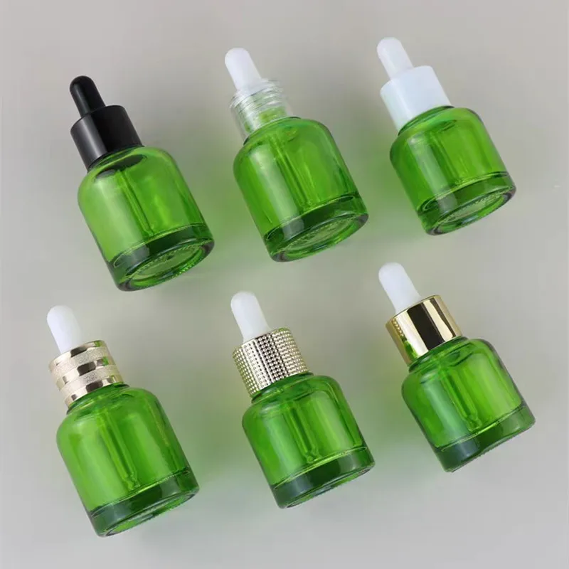 10/25pcs 20ml/30ml Empty Dropper Bottles Green Glass Essential Oil Bottle Aroma Perfume /Essence Bottle Cosmetic Container