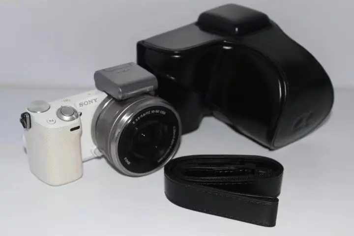 حافظة كاميرا من الجلد الصناعي لهواتف سوني nex-5t ، 5r ، nex5n ، nex5t ، nex5c ، nex5r ، عدسة 18-55 مللي متر
