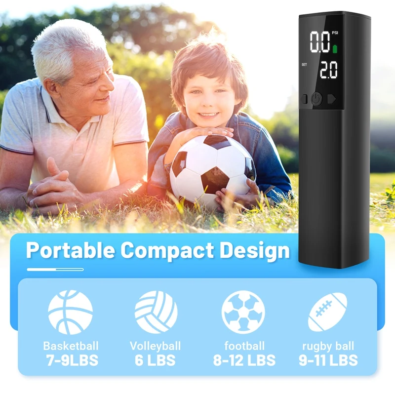 Bomba De Ar De Bola Elétrica Inteligente Portátil, Inflação Rápida, Medidor De Pressão Preciso, Display LCD Digital