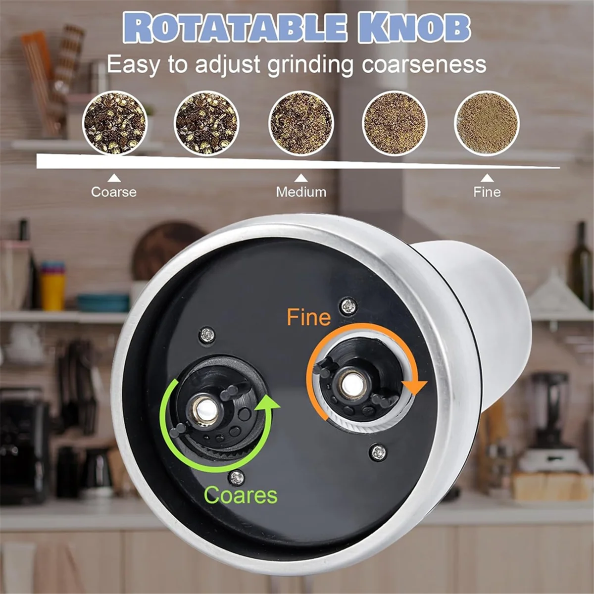 Электрический набор для измельчения соли и перца, многоразовая электрическая мельница для соли и перца 2 в 1, с регулируемой степенью грубости