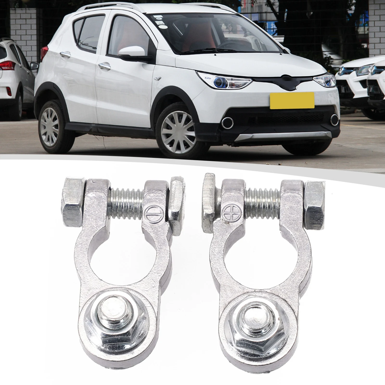 2Pc Battery Terminal Clamp Aluminum Alloy Positive & Negative Pole Auto Car Battery Terminal Clamp Clip Screw Connector Car Part