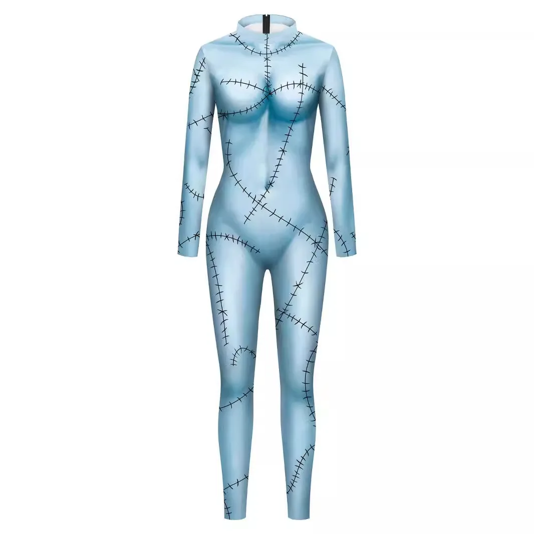 Anime film Sally sukienka Cosplay impreza z okazji Halloween zestaw kostium świąteczny damski kombinezon slim kombinezon Catsuit Zentai body gotyckie legginsy
