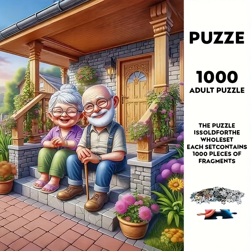

1000 шт. очень большой пазл-винтажный дом с пожилой парой, сложный пазл для пожилых людей для взрослых и семьи