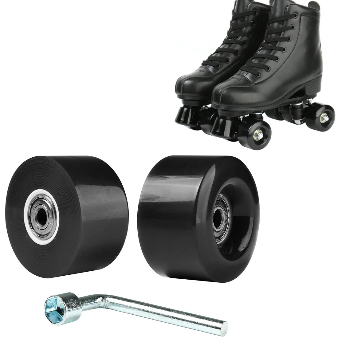 Roues de patins à roulettes avec roulements, 8 pipelines, caoutchouc PU, double nucléofacades, patins, planche à roulettes, accessoires de patinage en plein air, 58x32mm, 2 pièces