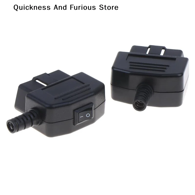 【MO】OBD2 16 Pin Male Connector Cable Plug With ON OFF Switch Durable Shell Adapter For Auto Electronic Equipment DIY Repair
