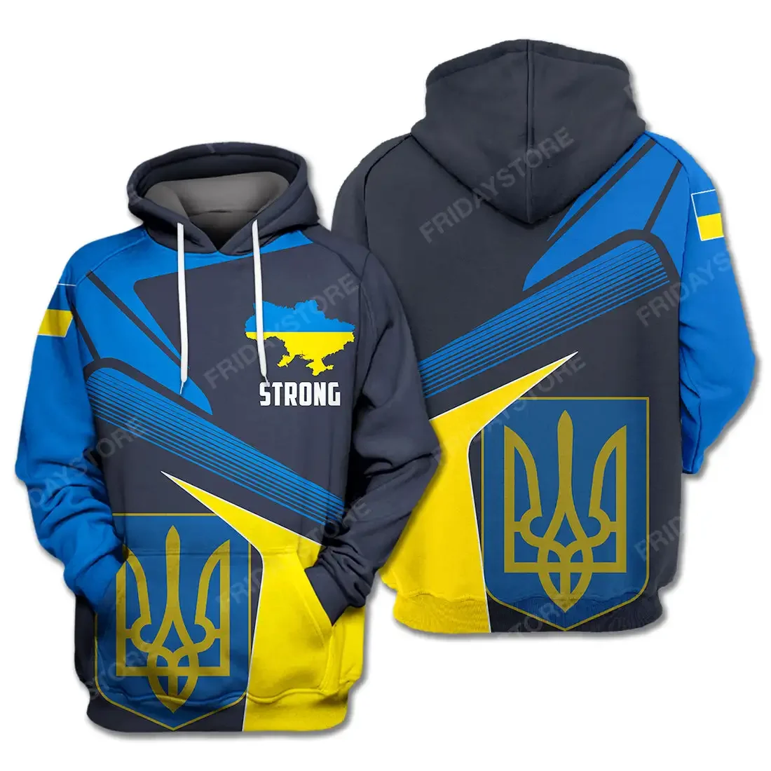 Ukrainian T-shirt Ukraine Flag Badge Blue Yellow Hoodie Ukrainian Zipper Hoodie Men Clothes