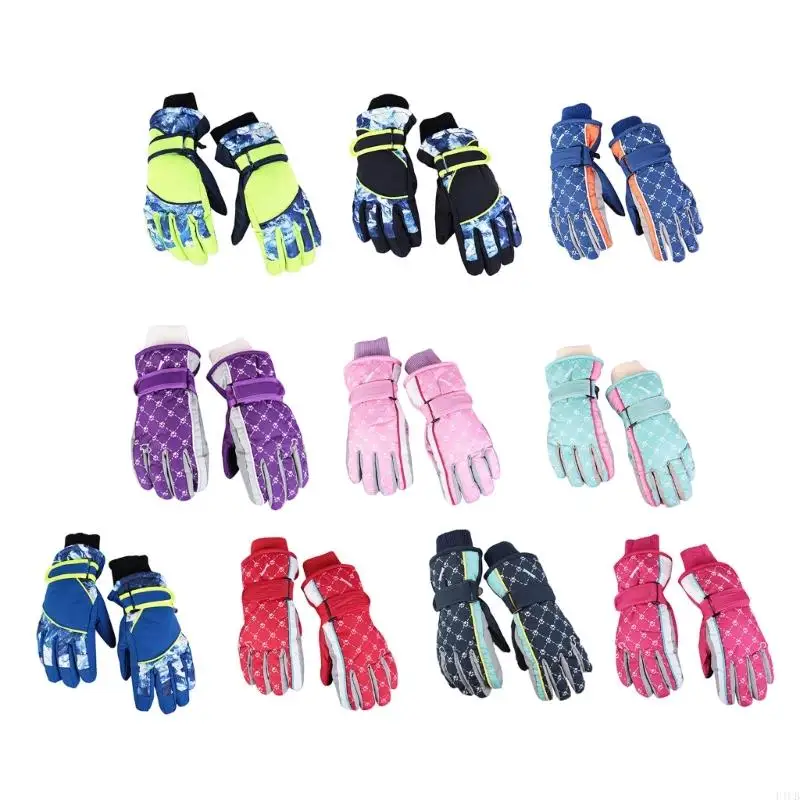 F1CB Winter Mittens Kids Ski Gloves Waterproof Thermal Gloves for 5-8 Years Kids Children Boys Girls Outdoor Sports Gloves