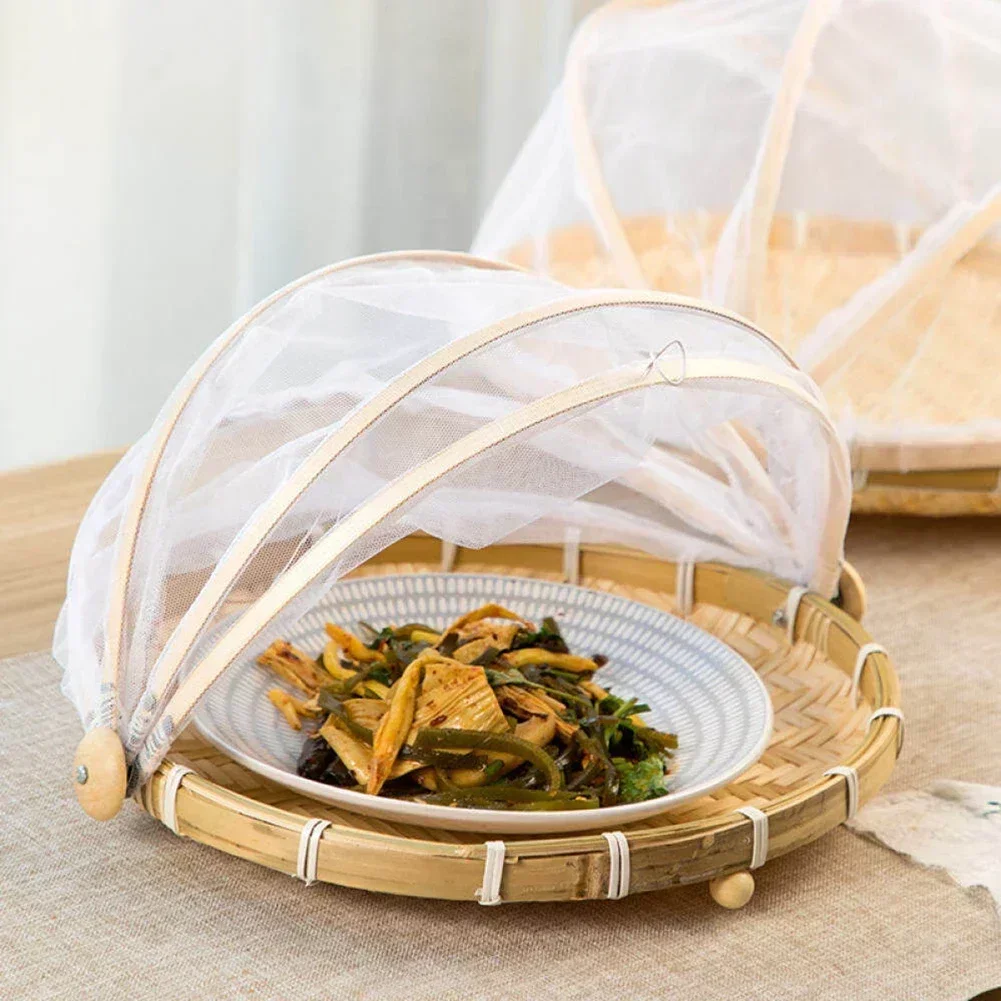 Kitchen Accessories Bamboo Basket Racks And Vegetable Anti-mosquito Bamboo Basket Dustpan Kitchen Storage Net Fruit