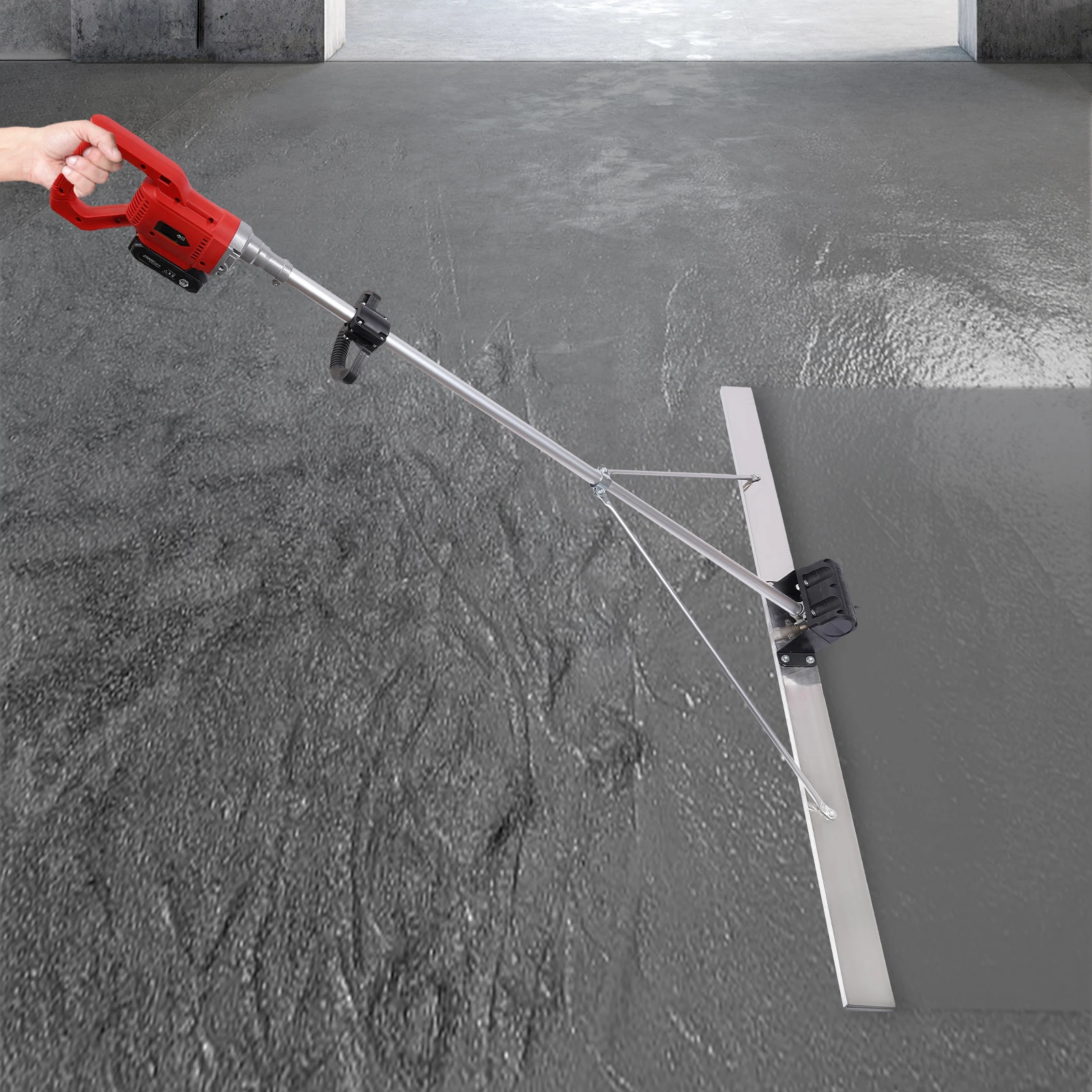 Portable Suction Vibrator with 48W Motor, Stainless Steel Ruler, Adjustable Vibration Frequency, Cordless for Efficient Concrete