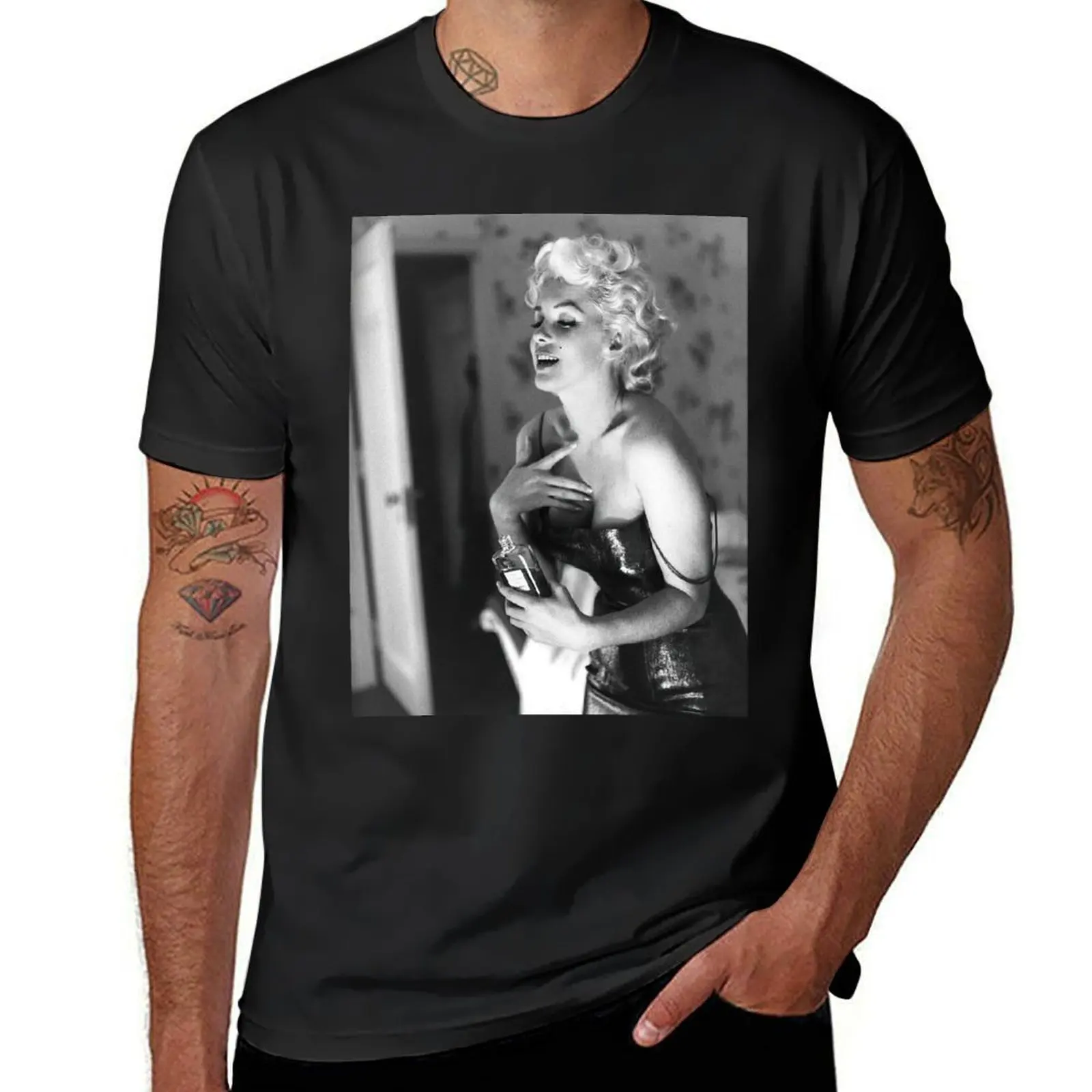 Marilyn Monroe 향수 적용, 흑백 빈티지 벽 아트 티셔츠, 카와이 옷, 숭고한 그래픽 스웨트 셔츠, 남성 