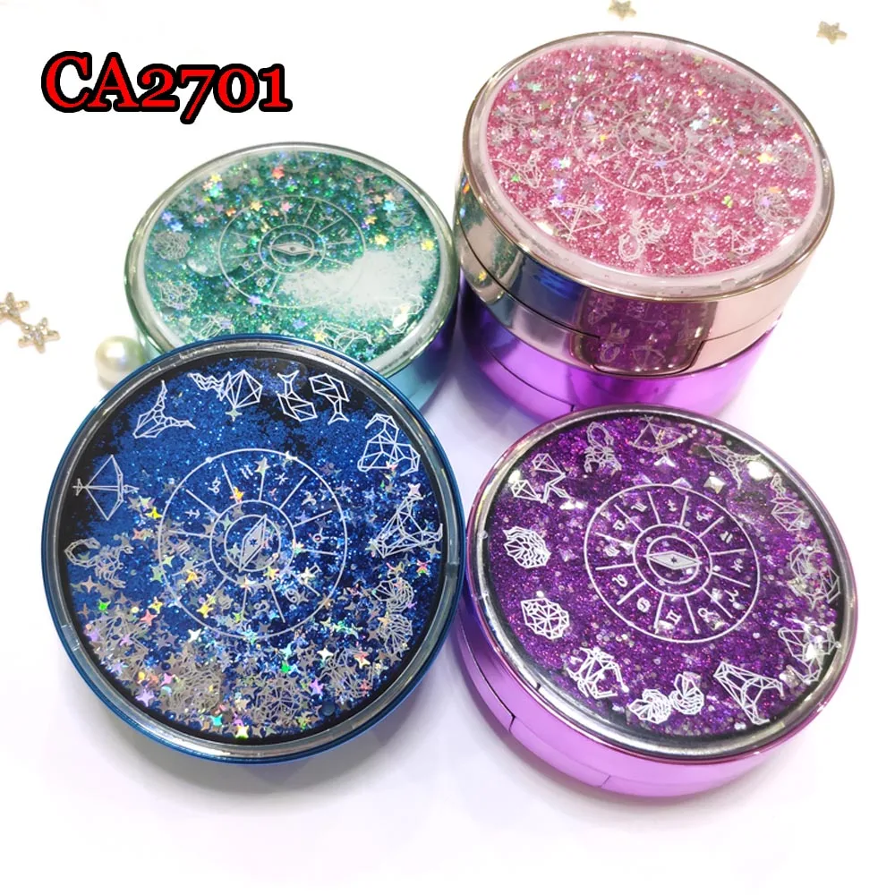 Flowing Sand Star Conch Lens Container With Mirror Portable Contact Lens Case Women Contact Lens Storage Box Travel Set 2701