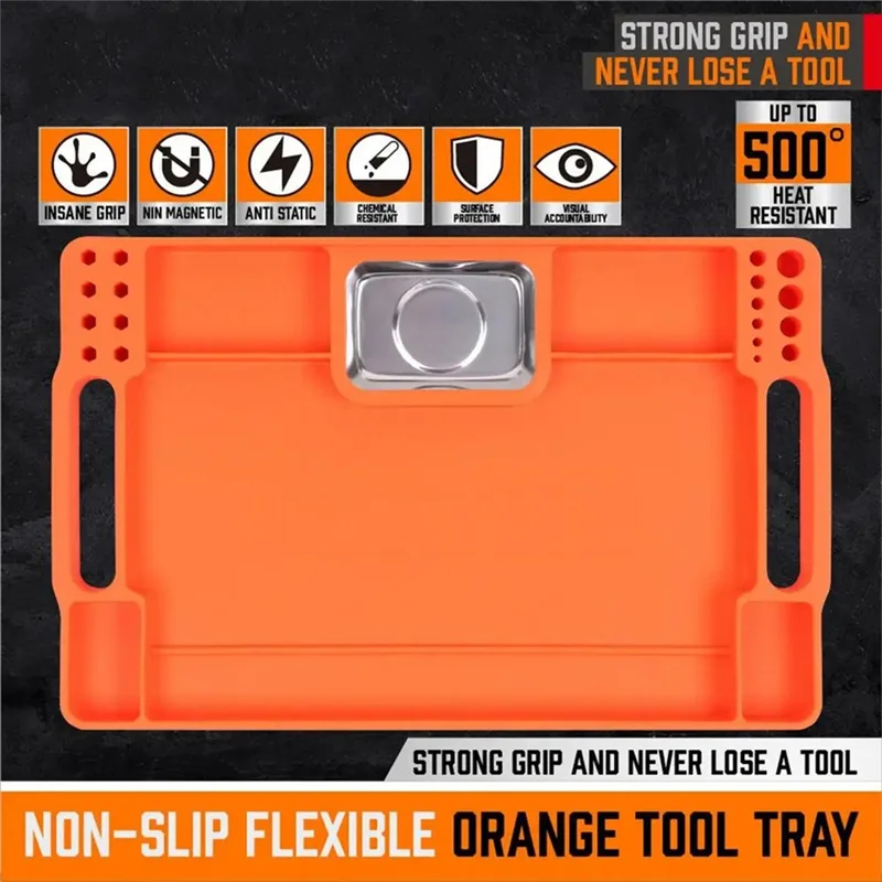 ABXF-Silicone Tool Holder Tray Silicone Tool Holder Multi-Purpose Mat Repair Storage Segmented Mechanics Storage