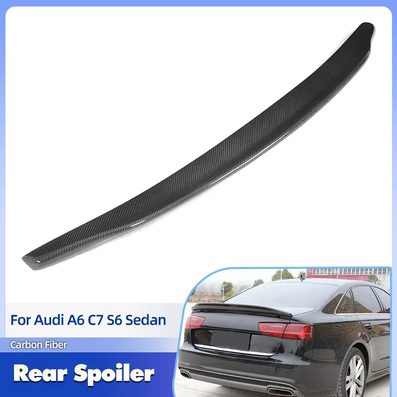 

Car Rear Trunk Spoiler Wings Carbon Fiber for Audi A6 C7 S6 Sedan 2012-2018 Auto Racing Rear Spoiler Boot Wing Lip Body Kit