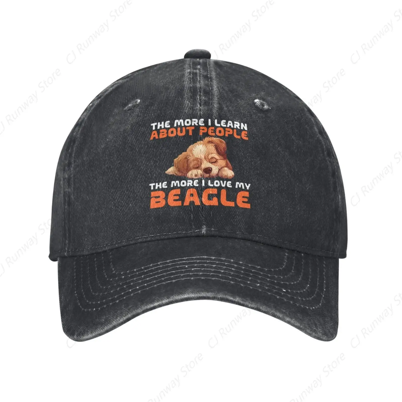 The More I Learn About People The More I Love My Beagle Classic Denim Hat Stylish Adjustable Washed Cowboy Baseball