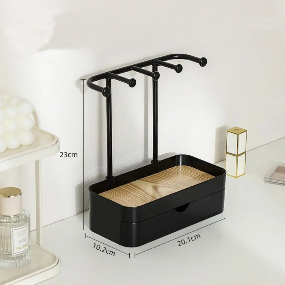 Fashion Portable Jewelry Display Rack Earrings Necklaces with Wooden Base Desktop Storage Box with Drawer Box Key Hanging Holder