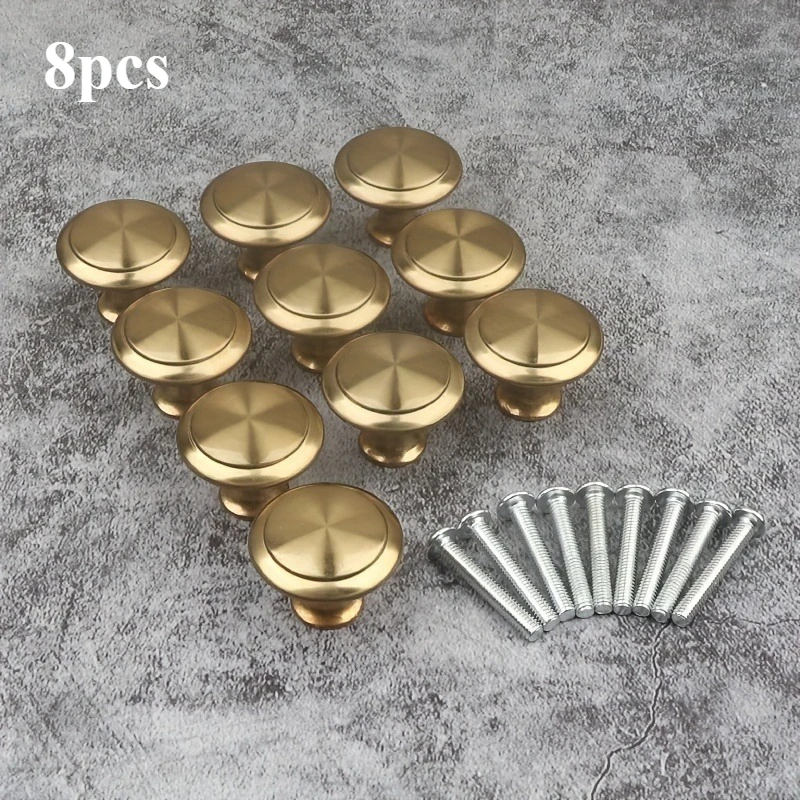 

8pcs Golden Simple Cabinet Drawer Single Hole Pull Handle, Cabinet Wardrobe Door Round Furniture Small Handle