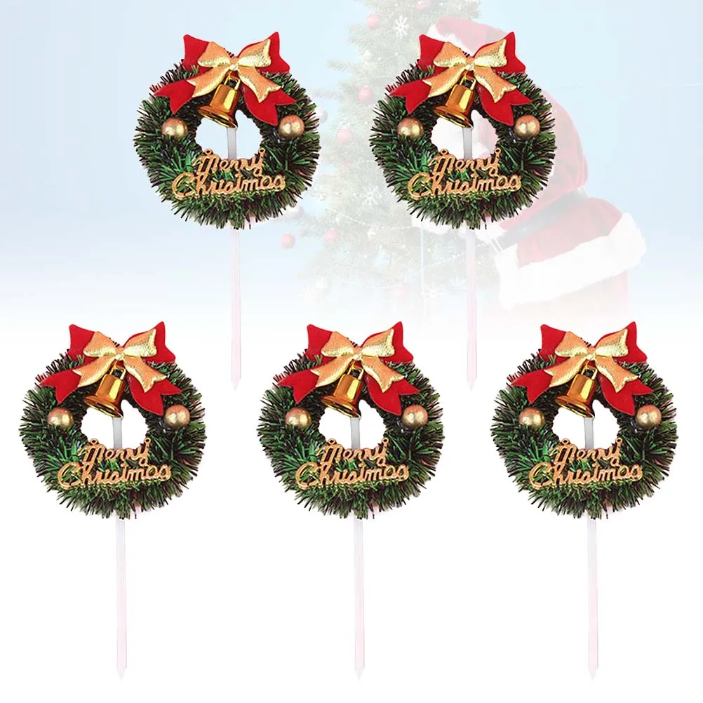 

5Pcs Charming Beaded Grass Ring Cake Toppers Beautiful Cupcake Decorations Anniversary Party Supplies Christmas Picks