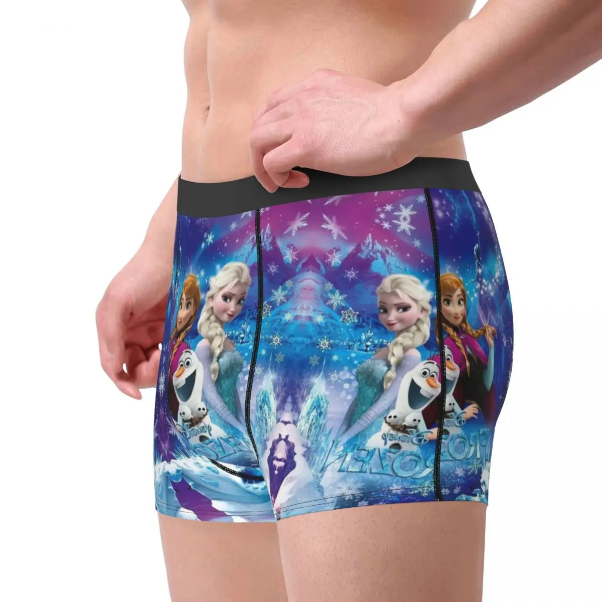 Personalizzato Cool Frozen Cartoon Movie Boxer Pantaloncini Mutandine Mutande da uomo Traspirante Kawaii Princess ElsaAnna Slip Intimo