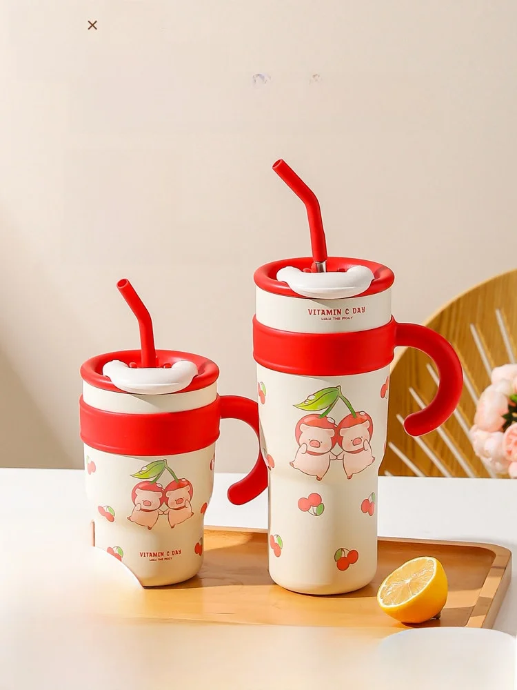 

Большая термокружка Lulu Pig Collaboration из нержавеющей стали для женщин, подарок на день рождения, для холодных напитков