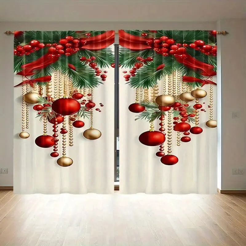 قطعتان من ستائر عيد الميلاد المطبوعة، ستائر كيس عمود 42*84، غرفة النوم وغرفة المعيشة، ديكور المنزل، ديكور الغرفة #5