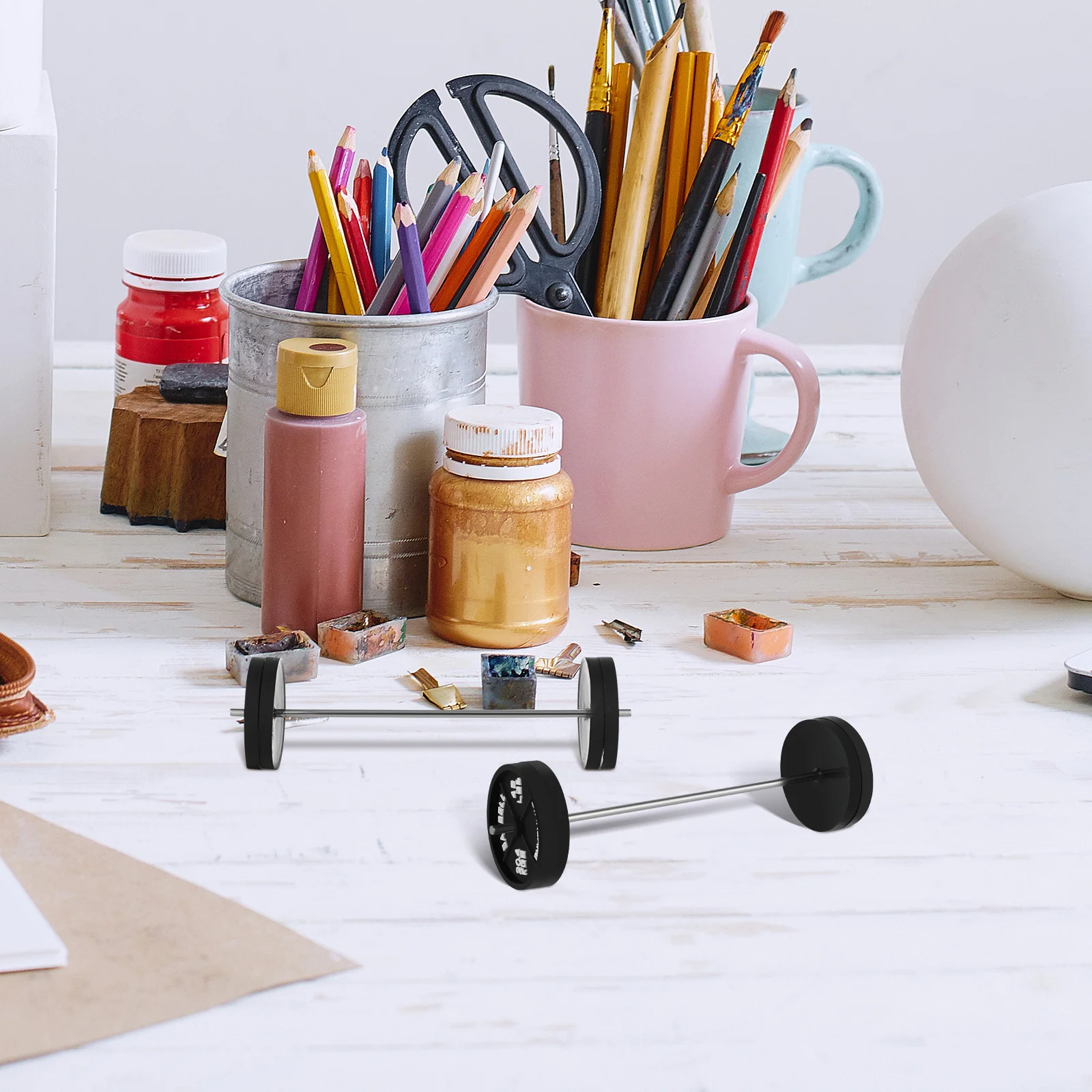 

2 pcs Mini Dumbbells Barbell Shape Desk Organizer Compact Pla For Fitness Decoration Gym Exercise Equipment Accessory