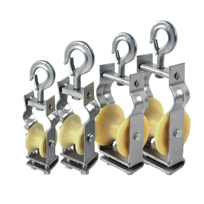 

Cable wire rope roller nylon pulley block with rotary hook
