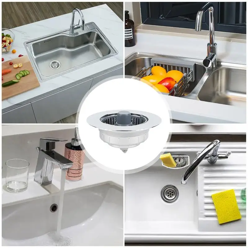 Sink Drain Strainer Three In 1 Pop Up Sink Stoppers Odor-Resistant Garbage Disposal Plug For Intercepting Food Scraps And
