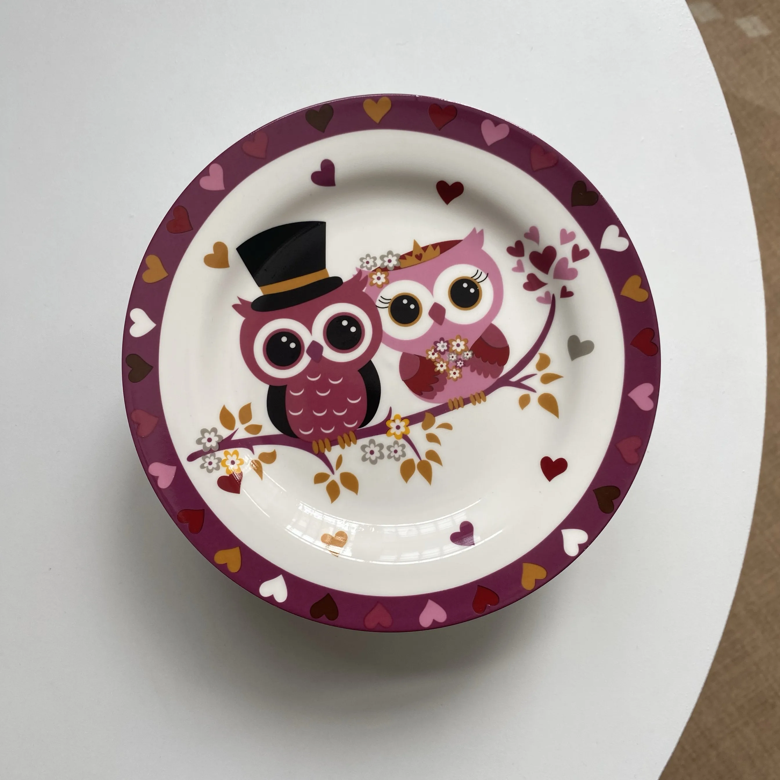 Cute creative owl cartoon tall plate cute cake snack tray display stand
